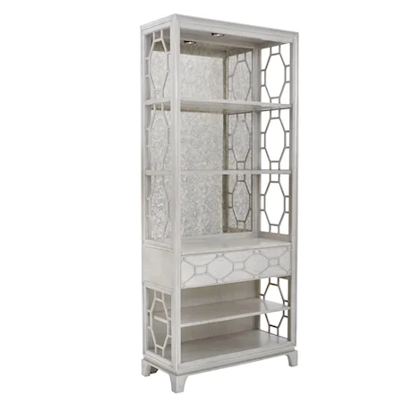 Chippendale Trellis Etagere with Antique Mirrors & Touch Lighting